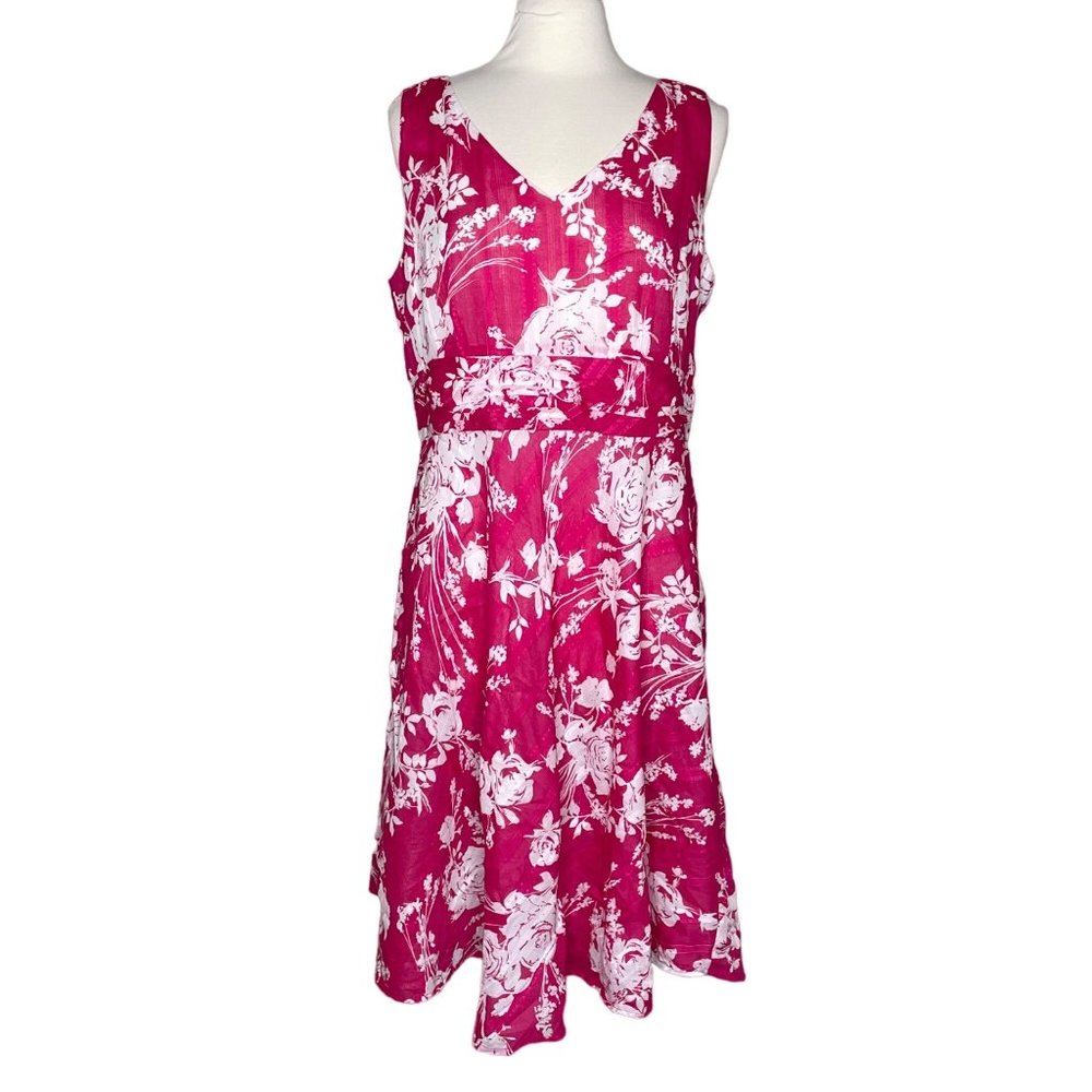Robbie Bee 16 rose floral print dress pink white
